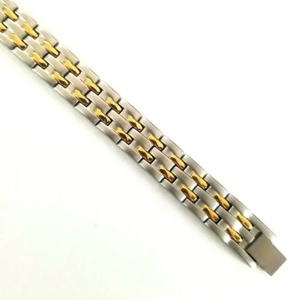 316L stainless‎ steel magnetic silver gold hypoallergenic bracelet 8 inches